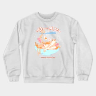 Cute Japanese Cat Eating Ramen Food Japan Anime Style Fresh Noodles Crewneck Sweatshirt